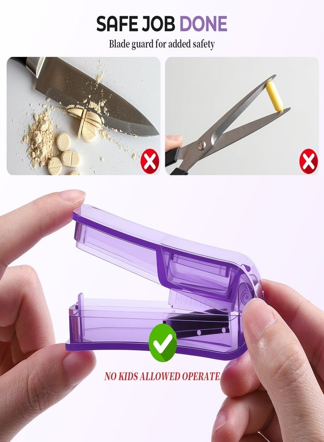 Daviky 2PCS Pill Cutter - Professional Pill Splitter for Small & Tiny Pills - Purple - Image 4